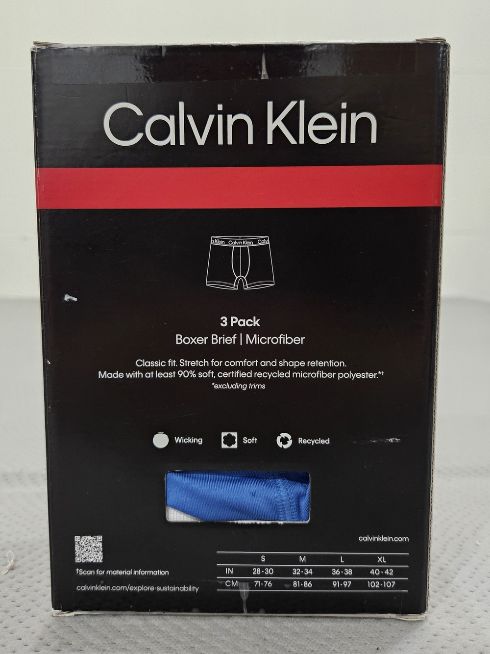 Calvin Klein Men’s Microfiber Boxer Briefs - Black, White, Blue (3 Pack) - Picture 2 of 4